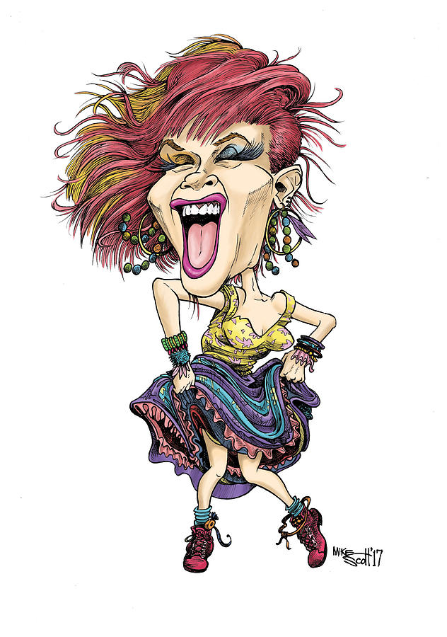 Cyndi Lauper #1 Drawing by Mike Scott