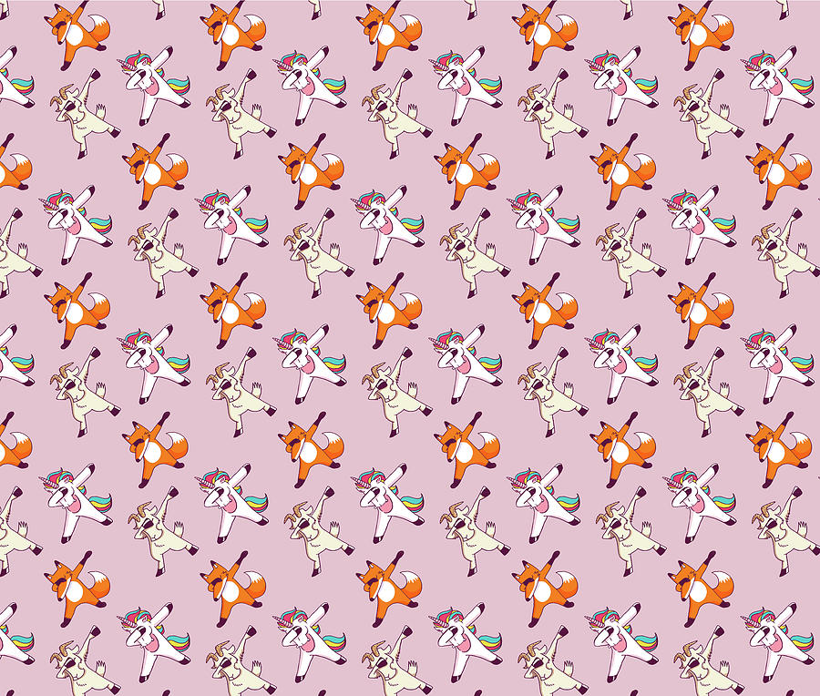 Dabbing Unicorn Fox Goat Pattern Gift Digital Art by Qwerty Designs ...