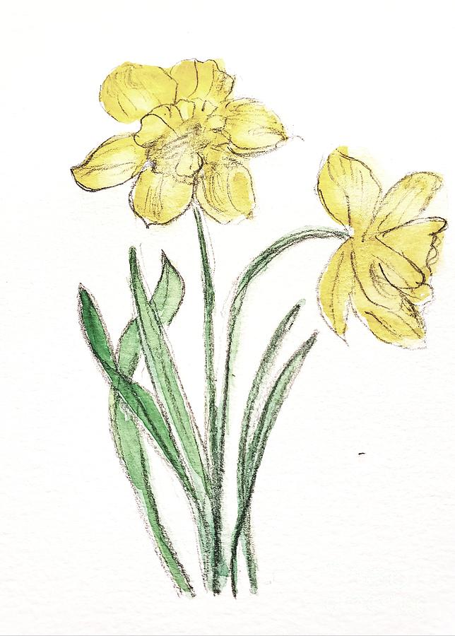 Daffodils  #1 Painting by Margaret Welsh Willowsilk