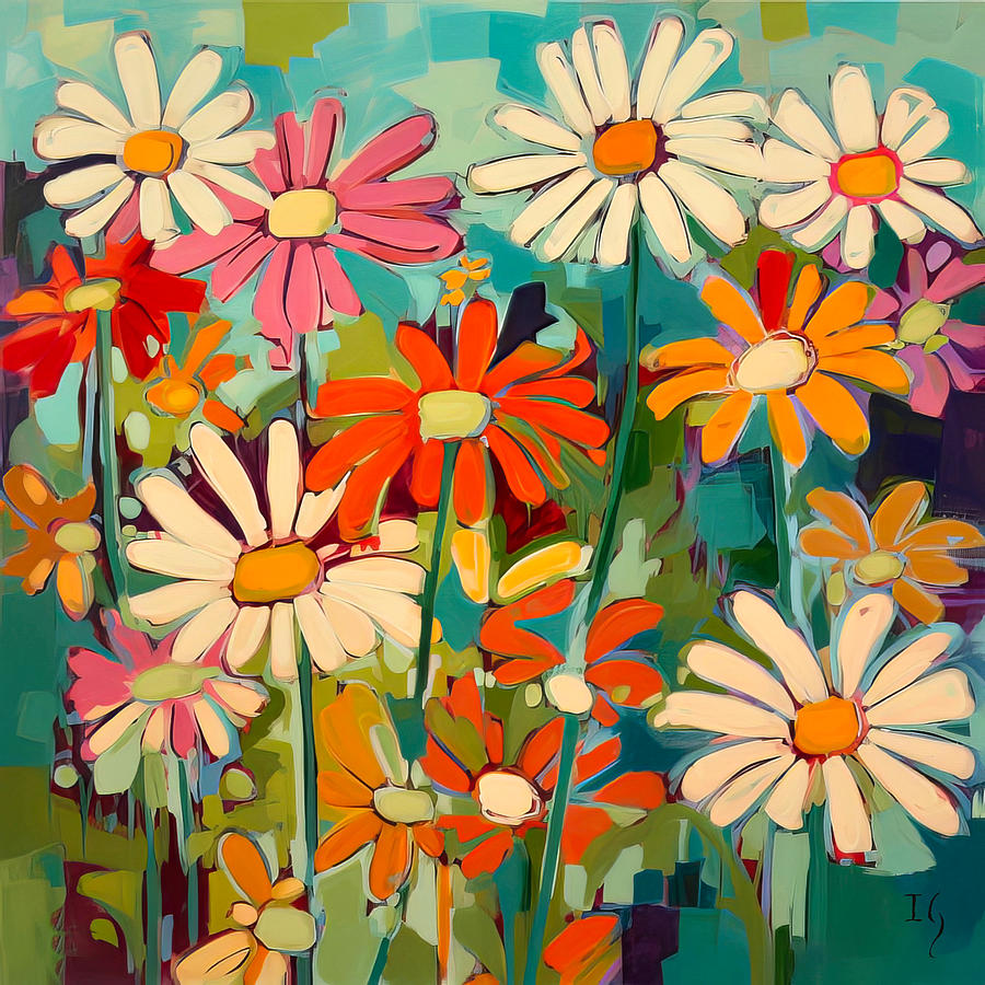 Flower Mixed Media - Daisy Delight Garden #1 by Ivan Guaderrama