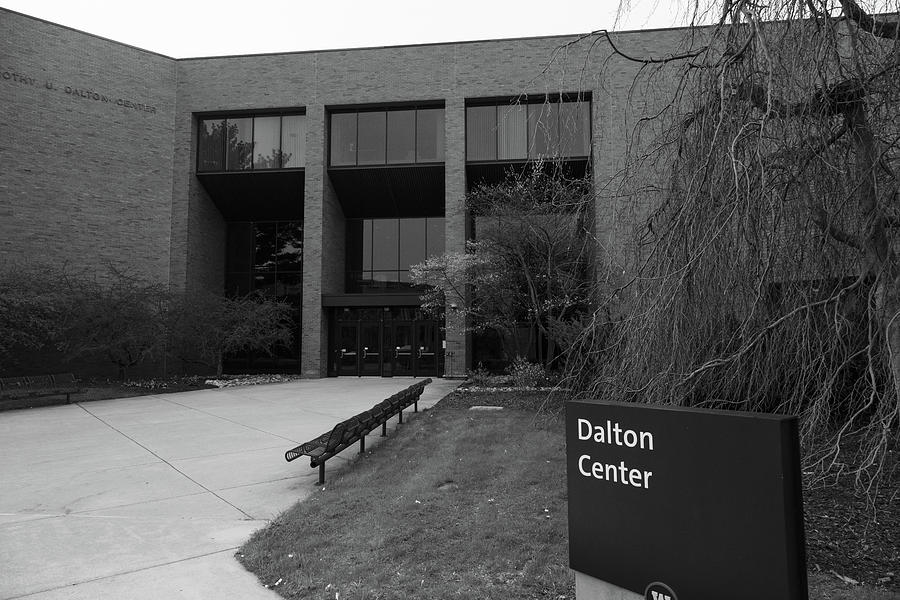 Dalton Center at Western Michigan University in black and white #1 Photograph by Eldon McGraw