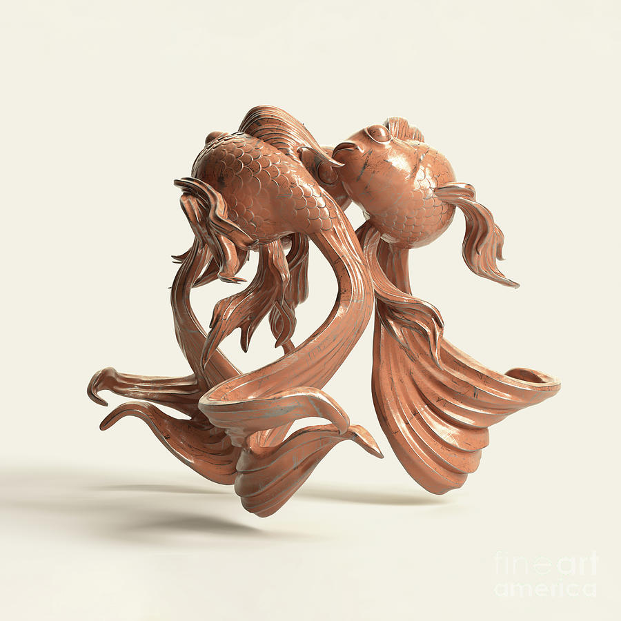 Goldfish Digital Art - Dancing Flamenco Goldfish  #1 by Allan Swart