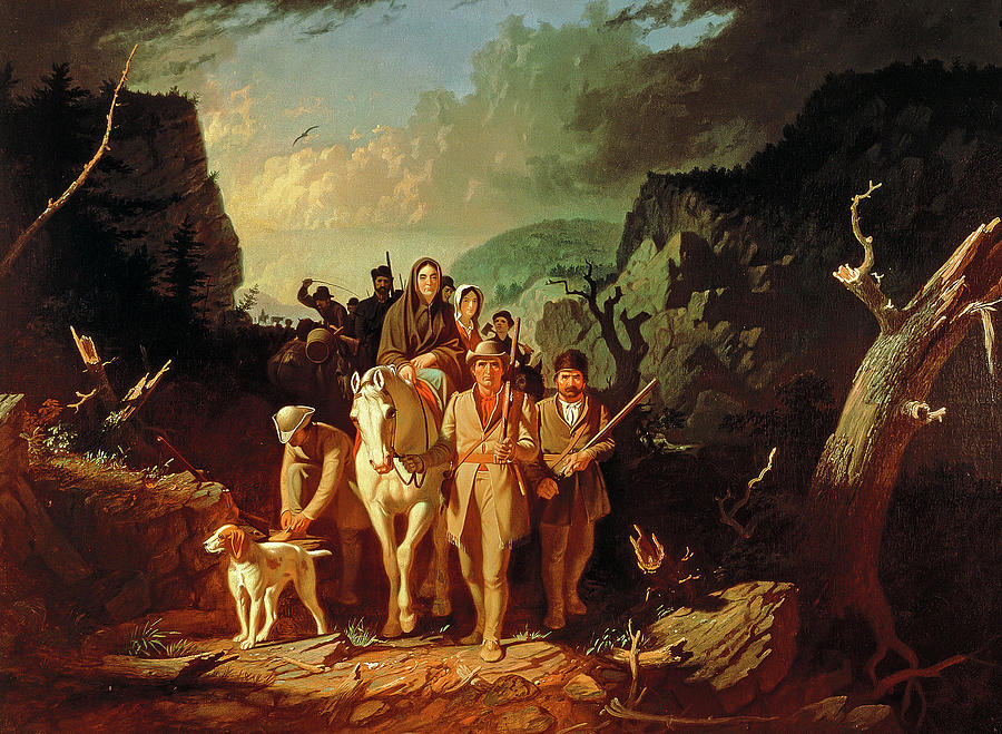 Nature Painting - Daniel Boone escorting settlers through the Cumberland Gap #1 by George Caleb Bingham