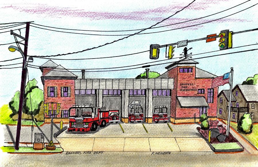 Danvers Fire Dept Drawing by Paul Meinerth Fine Art America