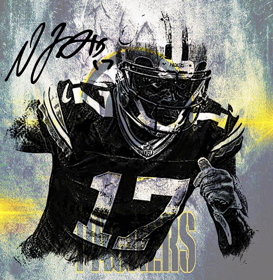 Jordy Nelson Green Bay Packers Poster/canvas Print Watercolor 