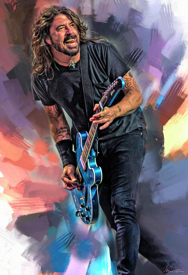Dave Grohl Foo Fighters Live #1 Mixed Media by Mal Bray