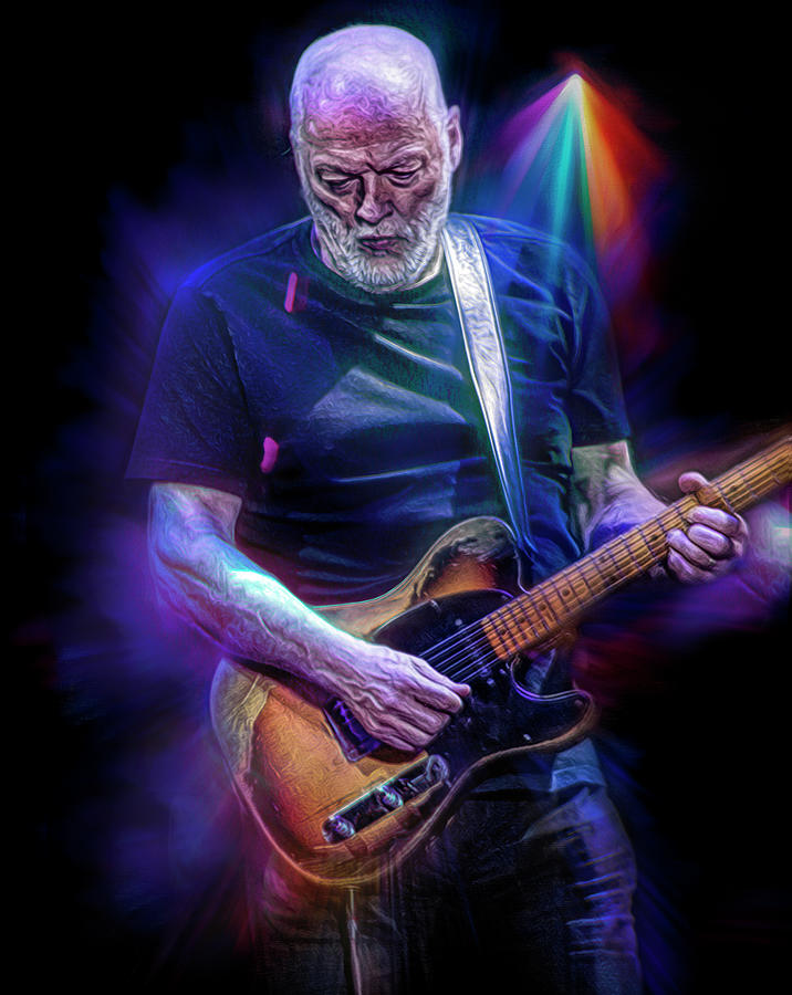 David Gilmour Guitar Maestro Mixed Media by Mal Bray