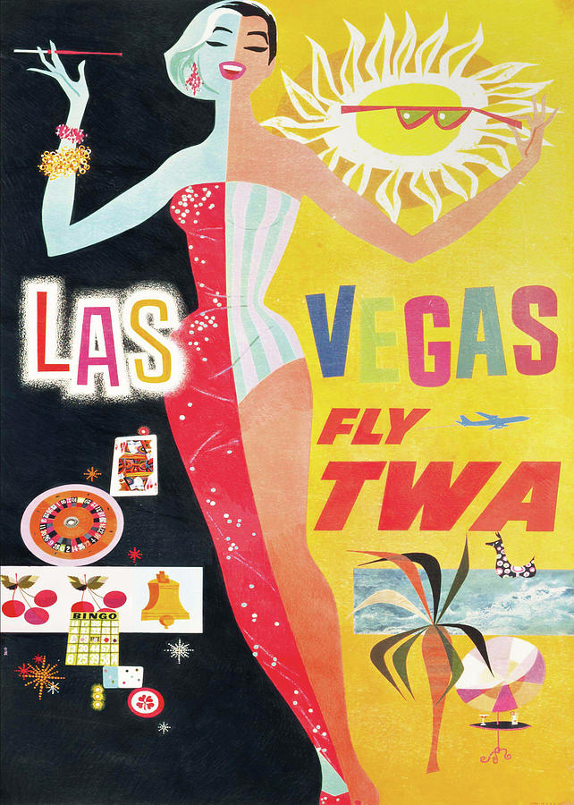 David Klein Las Vegas Fly Twa Painting by Vintage Travel Posters - Fine ...