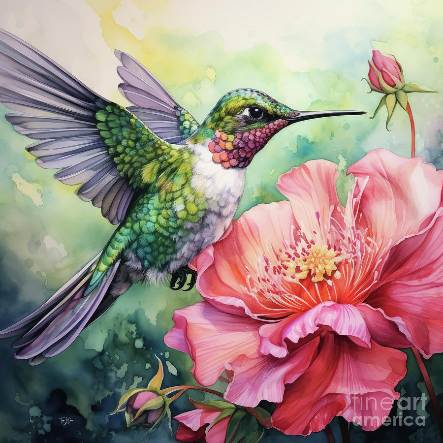 Hummingbird Painting - Dazzling Ruby #2 by Tina LeCour