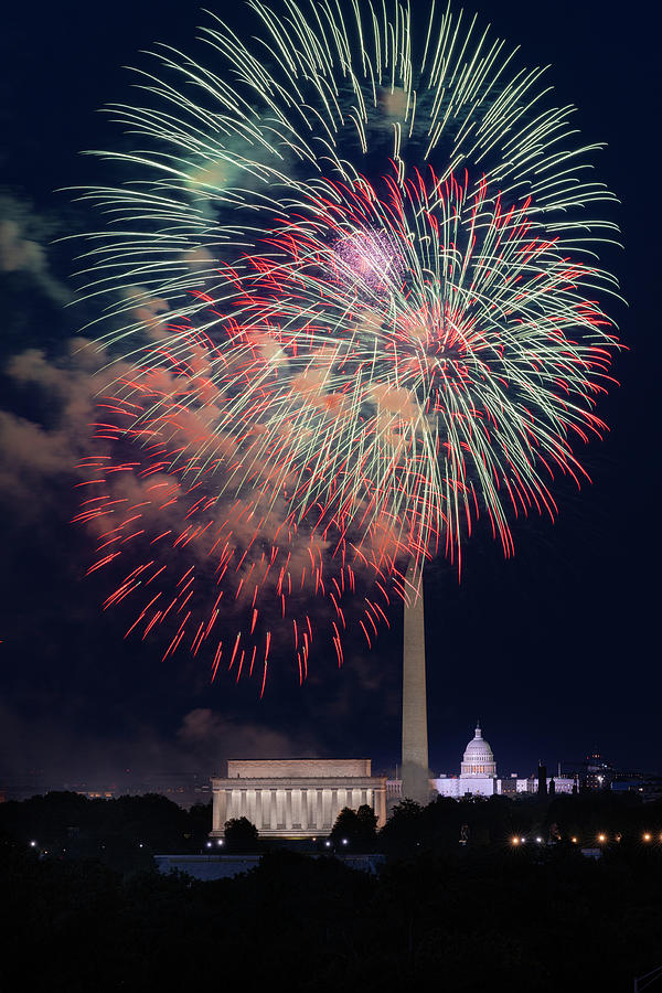 DC Fireworks from Iwo Jima Memorial Photograph by John Crowley - Fine ...