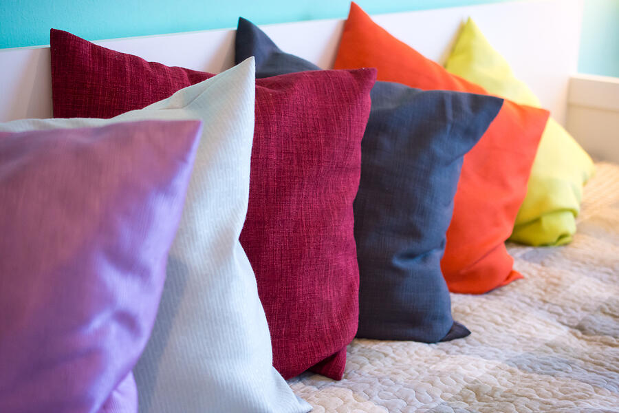Decorative comfortable pillow natural Fabric, with multi-colored pillows #1 Photograph by Azri Suratmin