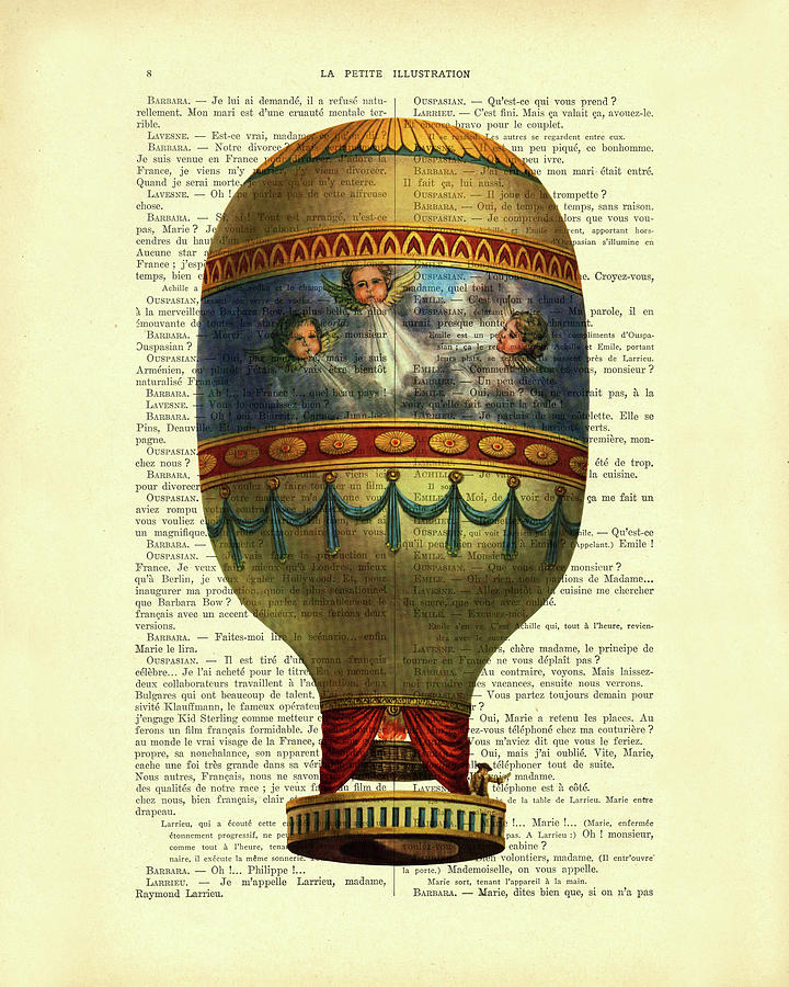 Vintage Mixed Media - Decorative hot air balloon #1 by Madame Memento