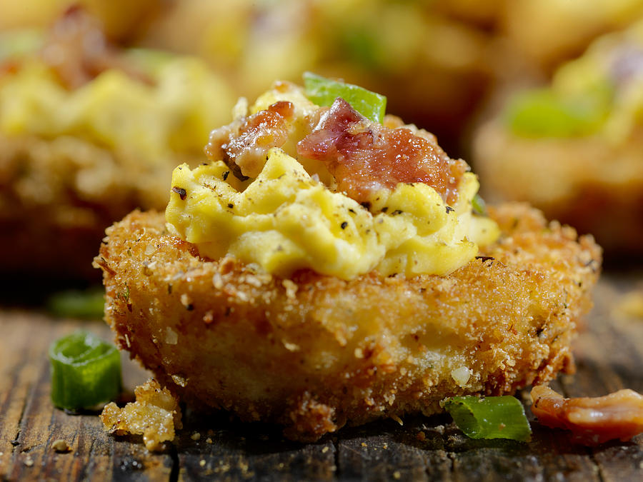 Deep Fried Deviled Eggs with Bacon and Green Onions #1 Photograph by LauriPatterson