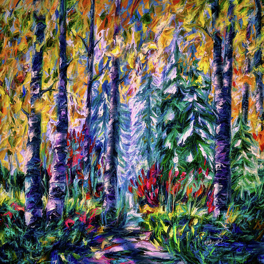 Deep in the Woods #1 Painting by Lena Owens - OLena Art Vibrant Palette Knife and Graphic Design