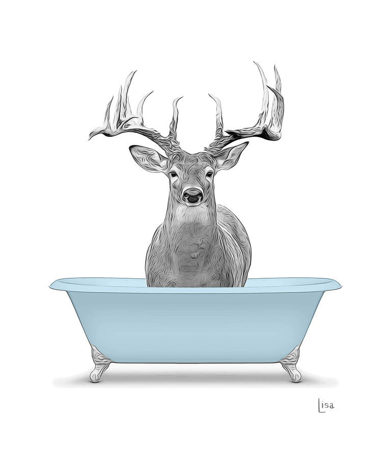 Deer Bathing In The Bathtub Digital Art by Annalisa Latella Fine Art