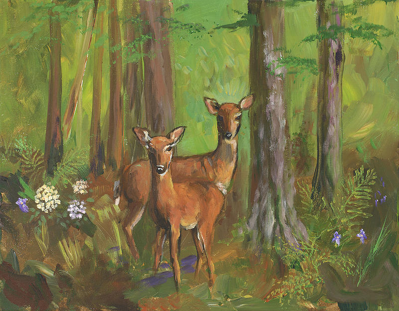 Deer Painting - Deer Friends #1 by Sofanya White