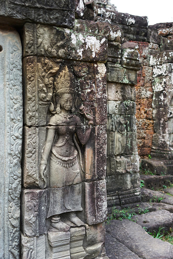 Delicate relief of Banteay Kdei, Siem Reap, Cambodia #1 Photograph by Huzu1959