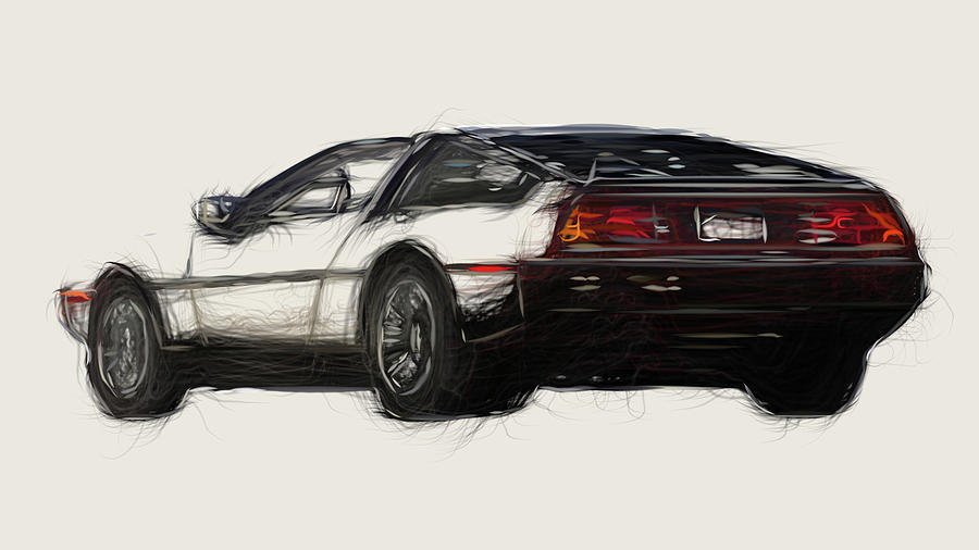 DeLorean DMC 12 Drawing Digital Art by CarsToon Concept Fine Art America