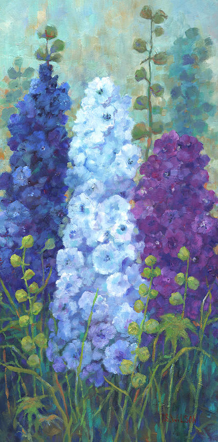Delphiniums #1 Painting by Peggy Wilson