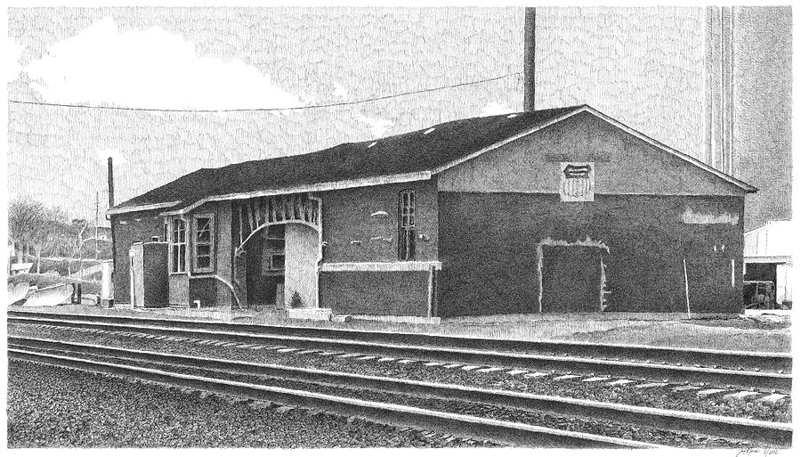 Denison Train Station #1 Drawing by Joel Lueck
