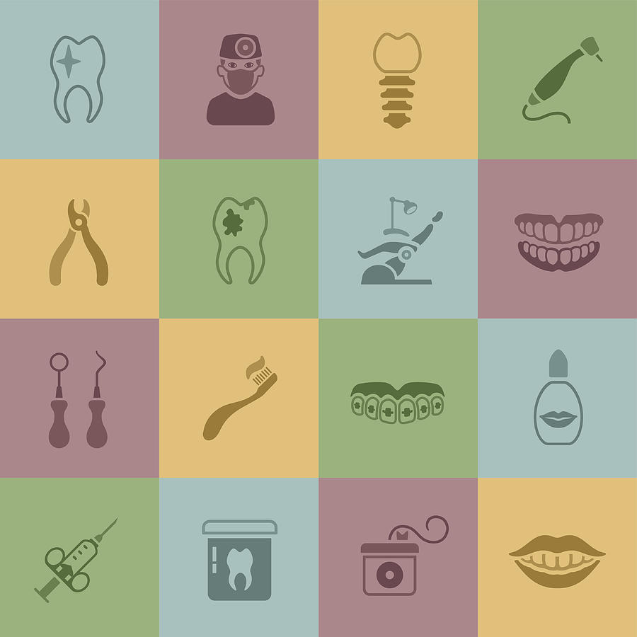 Dental Icons #1 Drawing by AlonzoDesign