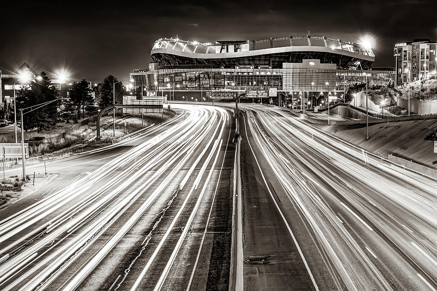 Denver Colorado Stadium At Mile High In Sepia Monochrome Photograph