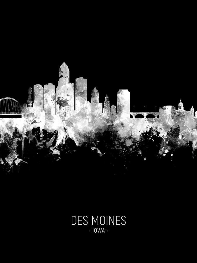 Des Moines Iowa Skyline #34 #1 Digital Art by Michael Tompsett