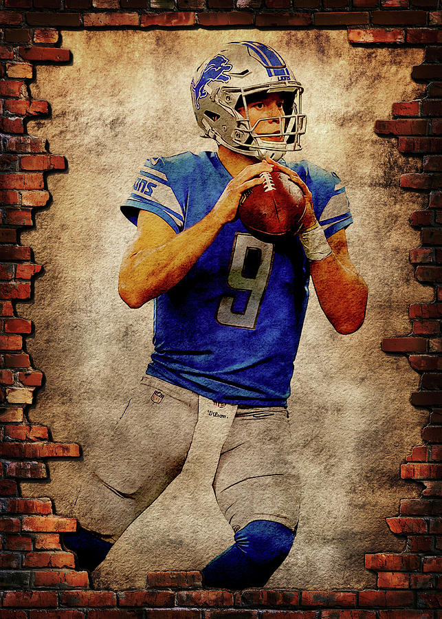 Football Art Detroit Lions Player Matthew Stafford Matthewstafford Matthew  Stafford Johnmatthewstaff by Wrenn Huber