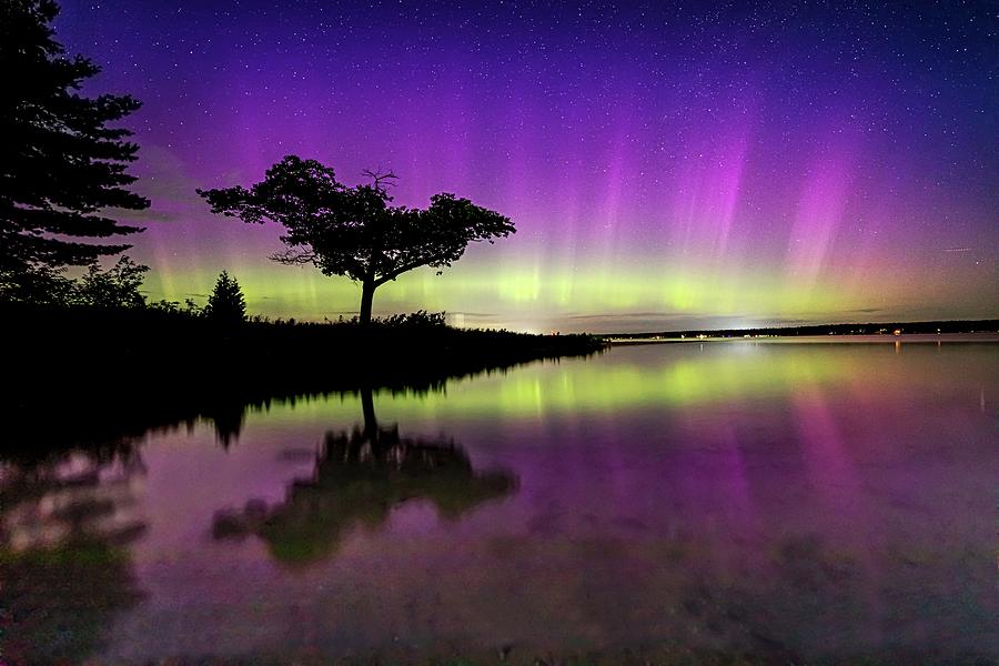 Detroit Point Northern Lights #1 Photograph by Ron Wiltse