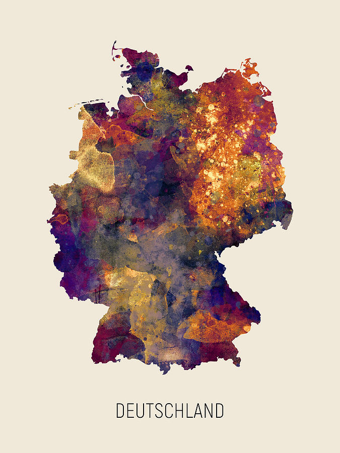 Country Map Photograph - Deutschland Watercolor Map #1 by Michael Tompsett