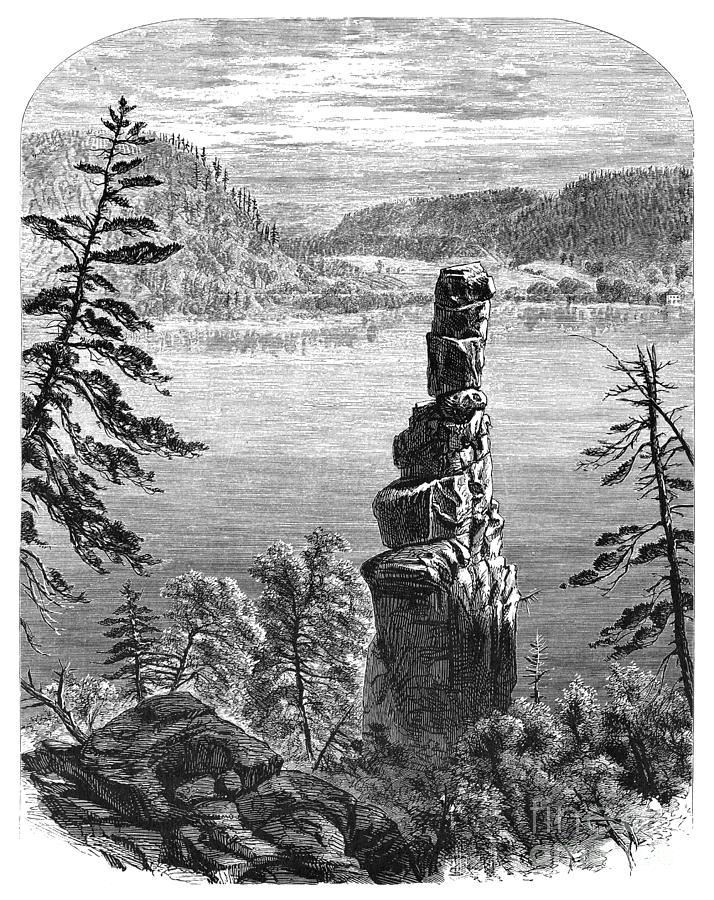 Devils Lake, Wisconsin, 1874 #1 Drawing by Alfred R Waud