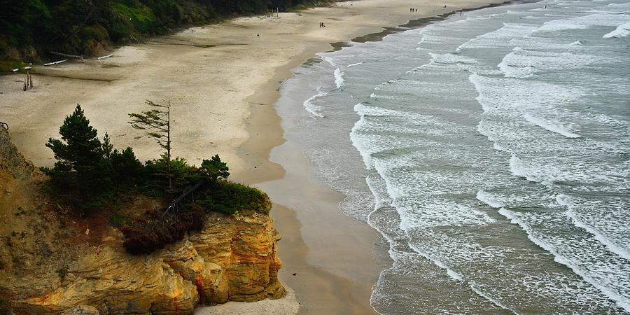 Nature Photograph - Devils Punchbowl Arch Otter Rock Beach USA Oregon Coast #1 by Maggy Marsh