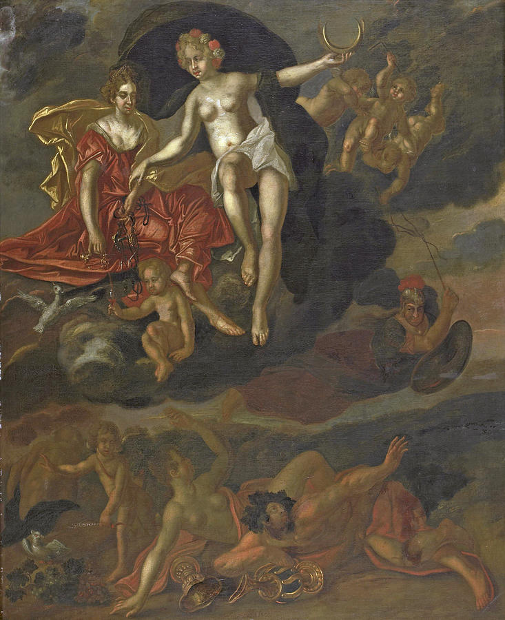 Diana and Virtus Punish Venus and Bacchus #2 Painting by T van Malsen