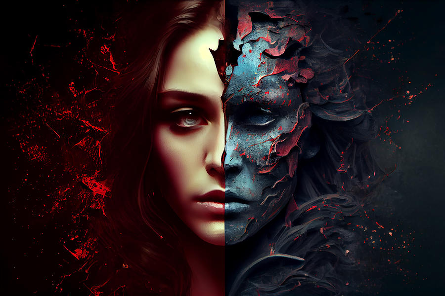 Dichotomy of Good and Evil Mixed Media by Tim Hill - Pixels