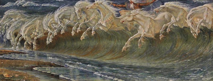 Die Rosse des Neptun Neptune's Horses Painting by Walter Crane