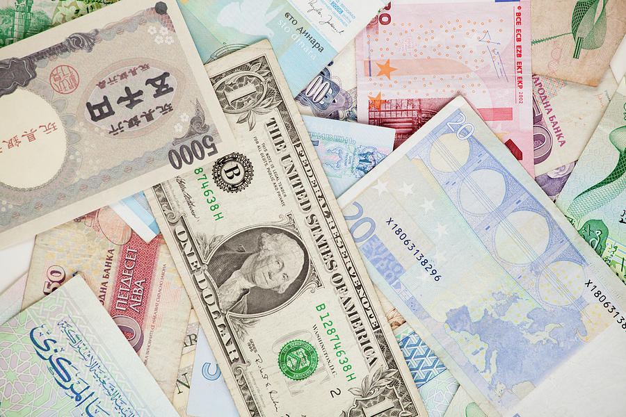 Different Banknotes. World Paper Money Background Photograph