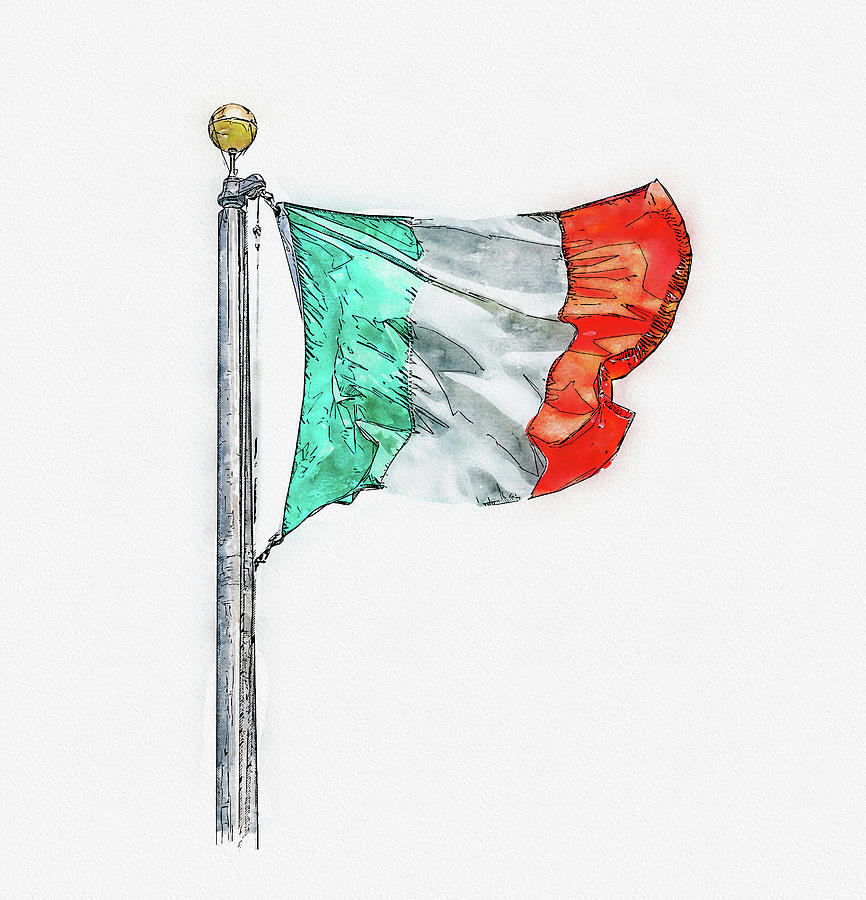Digital watercolor painting of Flag of Italy isolated on white background Digital Art by Maria Kray