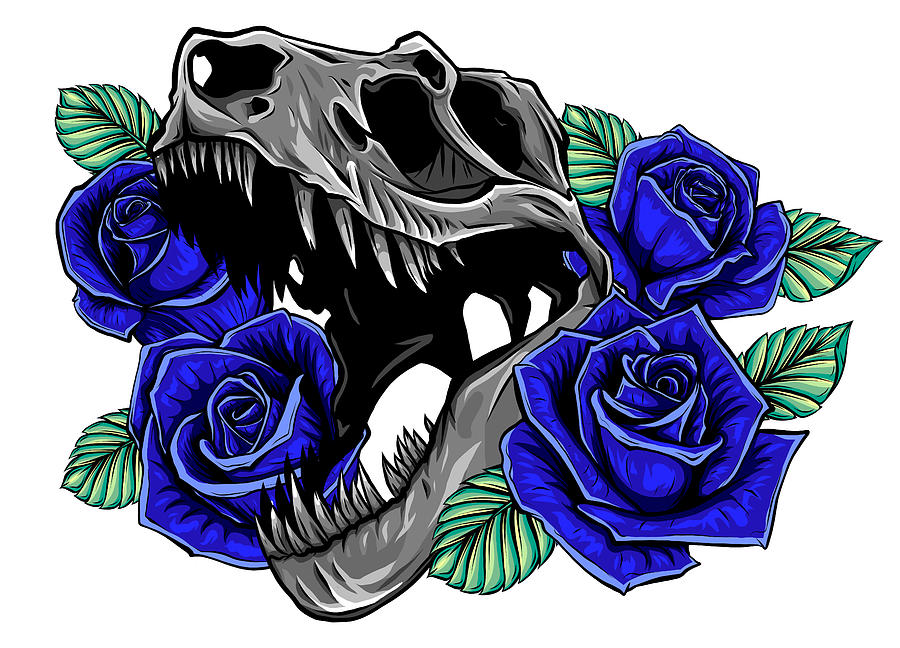 Dinosaur Skull. Drawing Of TRex Skull vector Digital Art by Dean