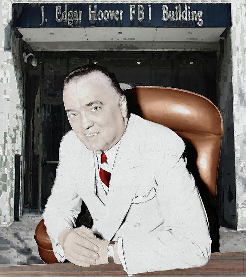Director J. Edgar Hoover, Federal Bureau of Investigation #1 Mixed Media by Pheasant Run Gallery