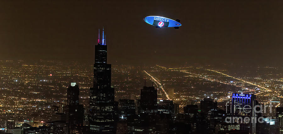 DirecTV Blimp Lightship over Chicago at Grateful Dead 50th Anniversary Photograph by David Oppenheimer