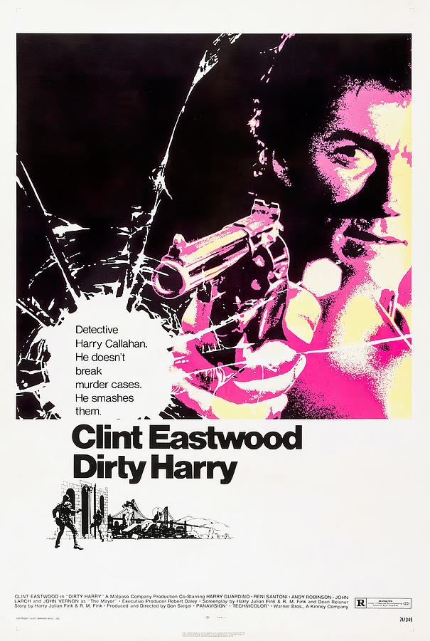 Dirty Harry, 1971 - art by Bill Gold #1 Mixed Media by Movie World Posters