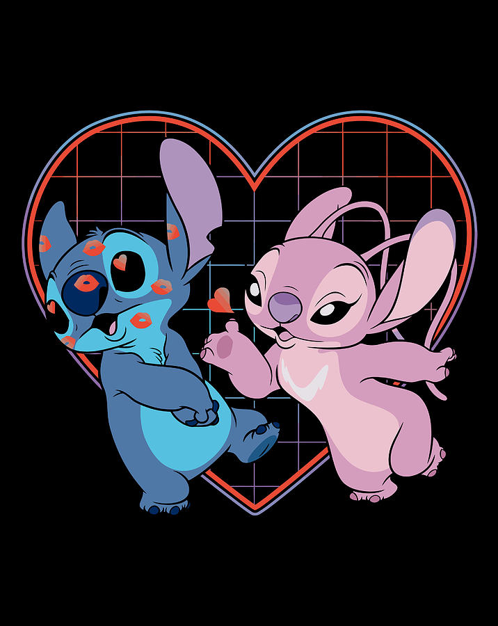 Disney Lilo And Stitch Angel Heart Kisses Digital Art by Xuan Tien Luong