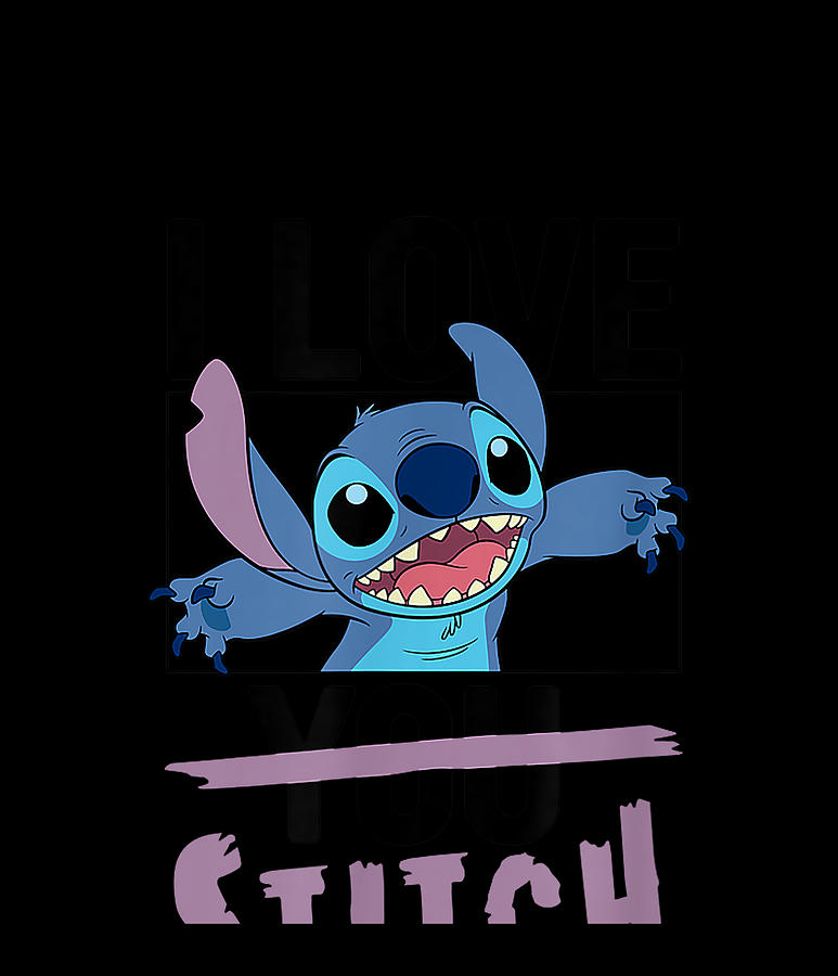 Disney Valentines I love Stitch Digital Art by Quynh Vo
