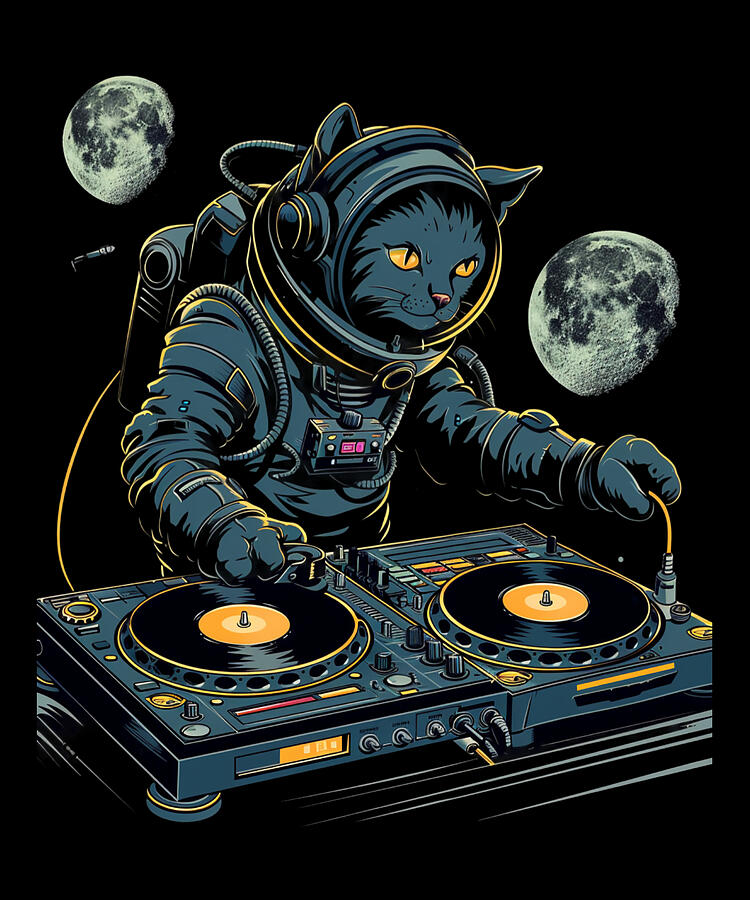 Music Digital Art - DJ Cat Shirt Styles #1 by Rush