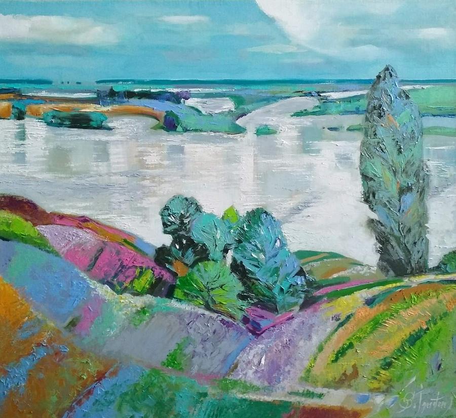 Dnepro river #1 Painting by Sergey Ignatenko