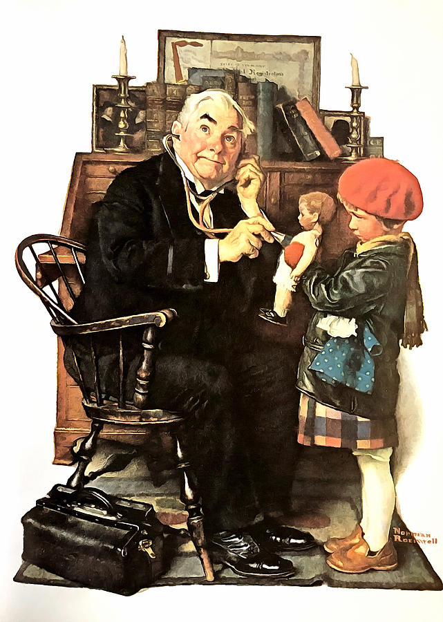 Doctor and Doll #1 Painting by Norman Rockwell