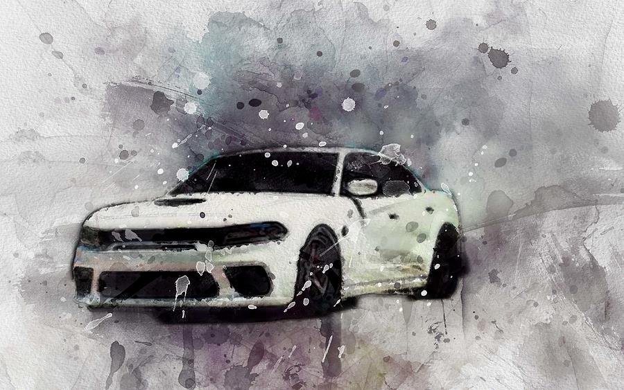 Dodge Charger Srt Hellcat View Exterior Sedan Wheels Digital Art by ...