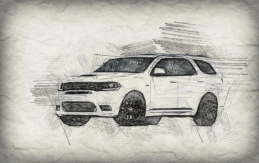 Dodge Durango Srt 2018 White Dodge Suv Tuning Durango Painting By Sissy 