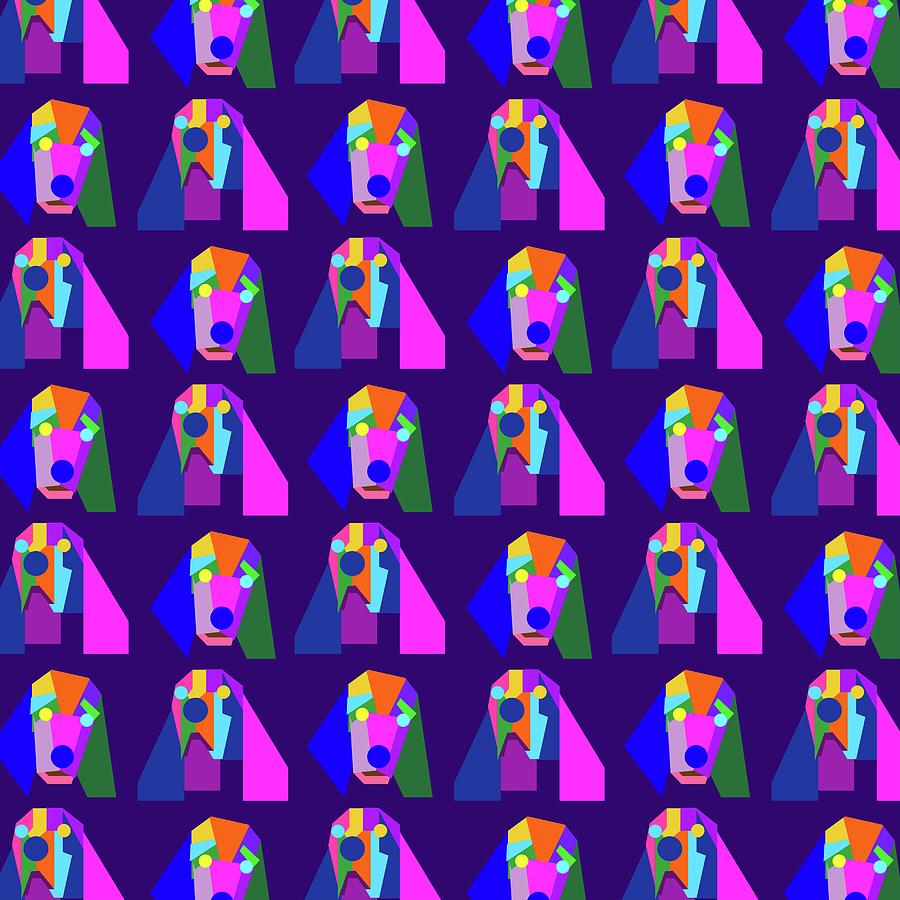 Dog Pattern Wpap Style Blue Background Digital Art