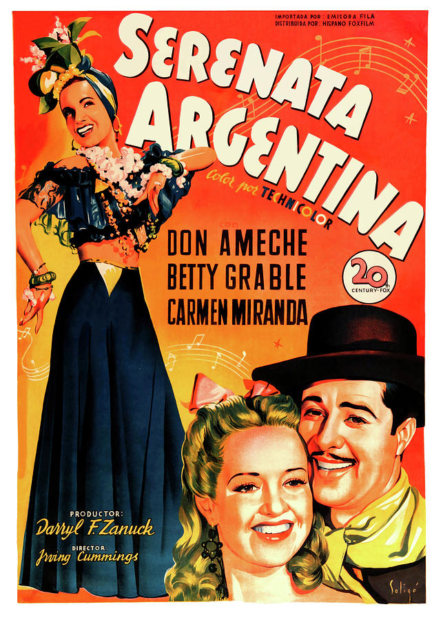 DON AMECHE, BETTY GRABLE and CARMEN MIRANDA in DOWN ARGENTINE WAY -1940-. #1 Photograph by Album